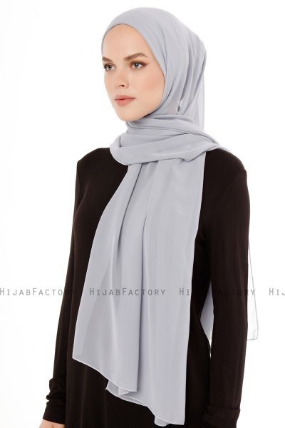 Derya - Light Grey Practical Chiffon Hijab