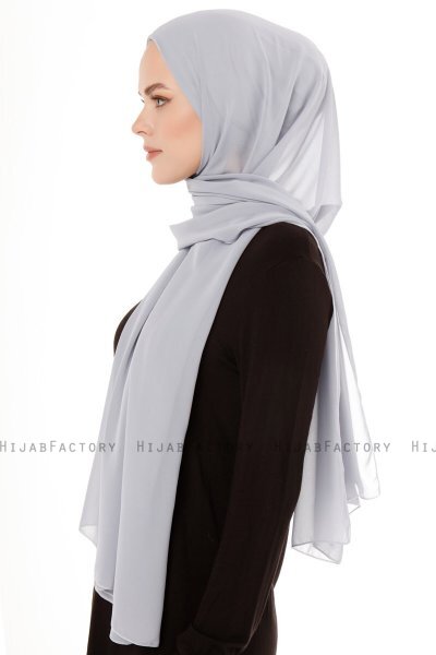 Derya - Light Grey Practical Chiffon Hijab