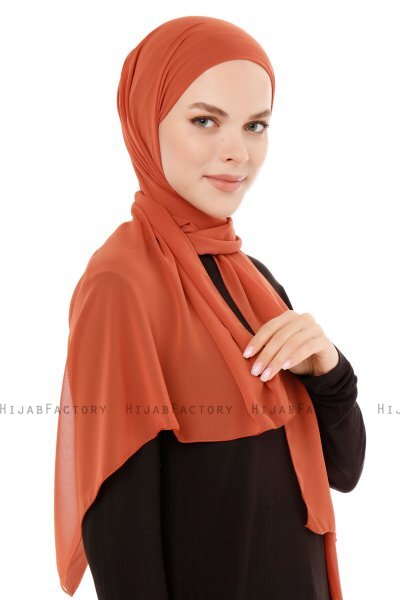 Derya - Brick Red Practical Chiffon Hijab