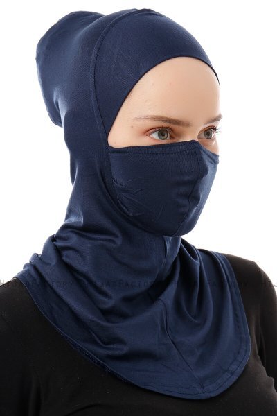 Damla - Navy Blue Ninja Hijab Mask Underscarf