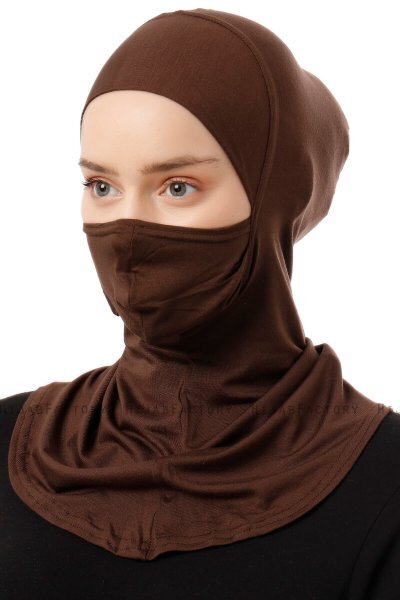 Damla - Brown Ninja Hijab Mask Underscarf