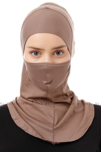 Damla - Dark Taupe Ninja Hijab Mask Underscarf