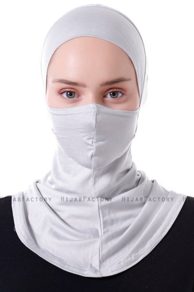 Damla - Light Grey Ninja Hijab Mask Underscarf