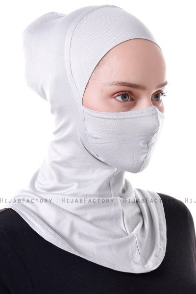 Damla - Light Grey Ninja Hijab Mask Underscarf