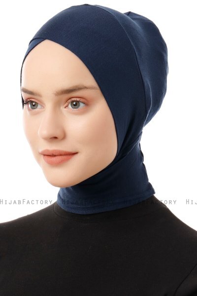 Elnara - Navy Blue Cross Hijab Underscarf