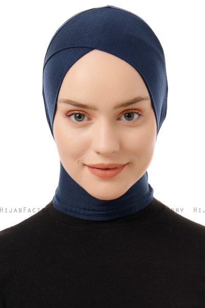 Elnara - Navy Blue Cross Hijab Underscarf