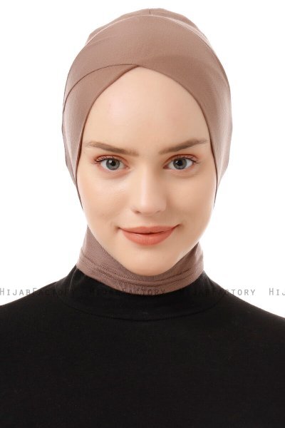 Elnara - Dark Taupe Cross Hijab Underscarf