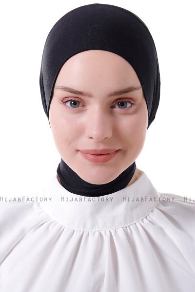Elnara - Black Plain Hijab Underscarf