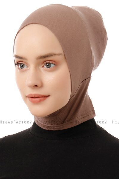 Elnara - Dark Taupe Plain Hijab Underscarf