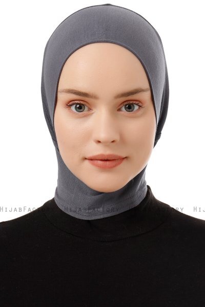 Elnara - Dark Grey Plain Hijab Underscarf