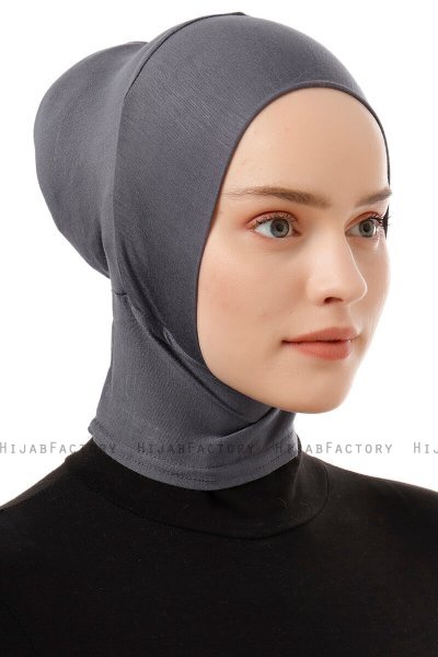 Elnara - Dark Grey Plain Hijab Underscarf
