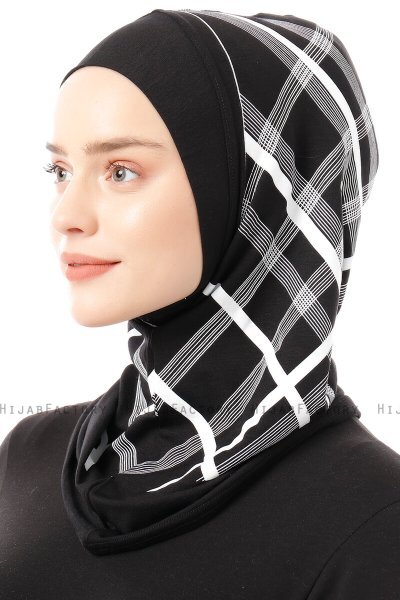 Ekose Plain - Black & White One-Piece Al Amira Hijab