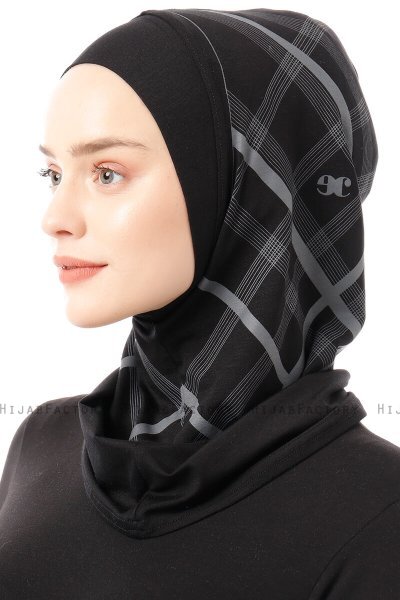 Ekose Plain - Black & Light Grey One-Piece Al Amira Hijab