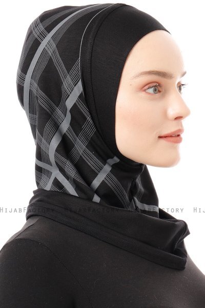 Ekose Plain - Black & Light Grey One-Piece Al Amira Hijab