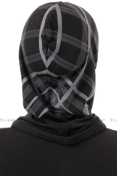 Ekose Plain - Black & Light Grey One-Piece Al Amira Hijab