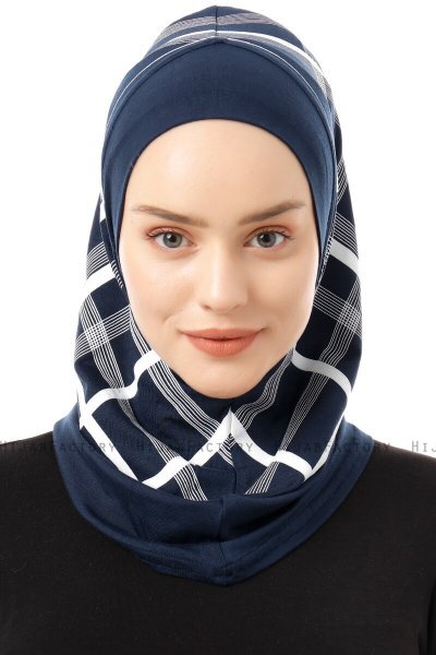 Ekose Plain - Navy Blue One-Piece Al Amira Hijab