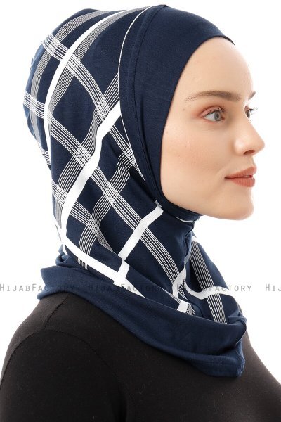 Ekose Plain - Navy Blue One-Piece Al Amira Hijab