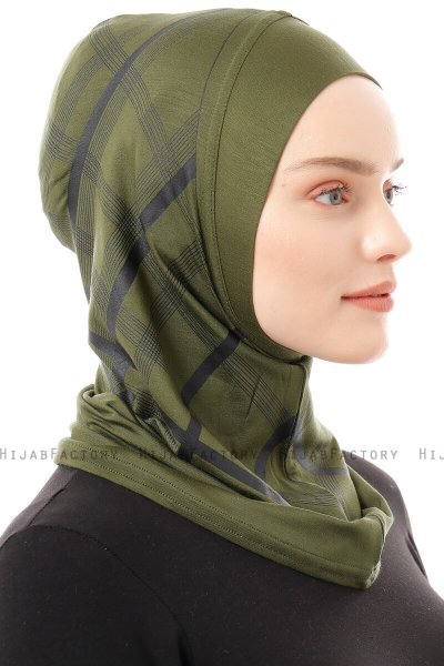 Ekose Plain - Khaki One-Piece Al Amira Hijab