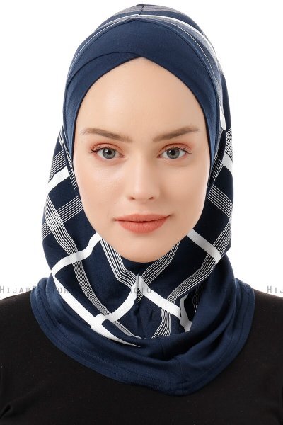 Ekose Cross - Navy Blue One-Piece Al Amira Hijab