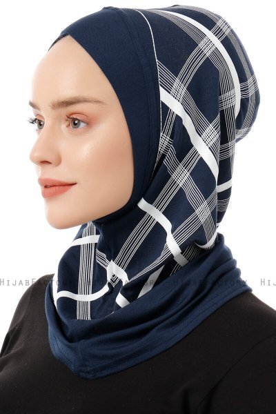 Ekose Cross - Navy Blue One-Piece Al Amira Hijab