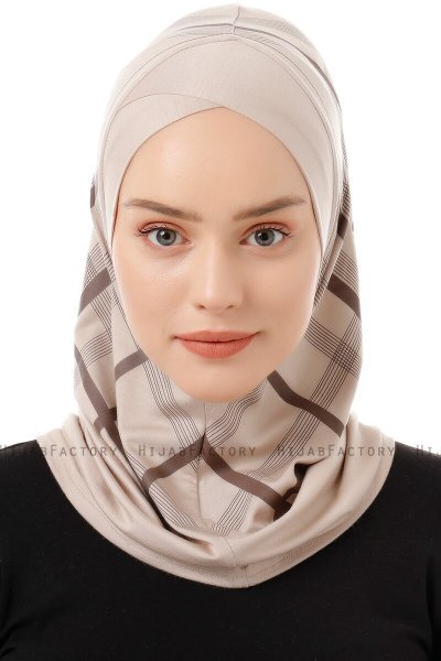 Ekose Cross - Light Taupe One-Piece Al Amira Hijab