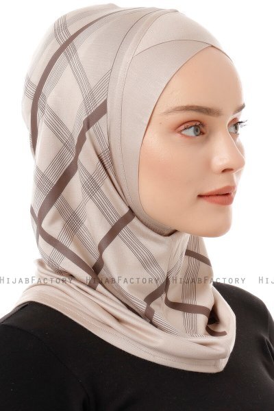Ekose Cross - Light Taupe One-Piece Al Amira Hijab