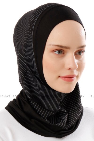 Wind Plain - Black & Light Grey One-Piece Al Amira Hijab