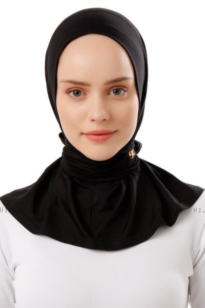 Sportif Plain - Black & Gold Practical Viskos Hijab