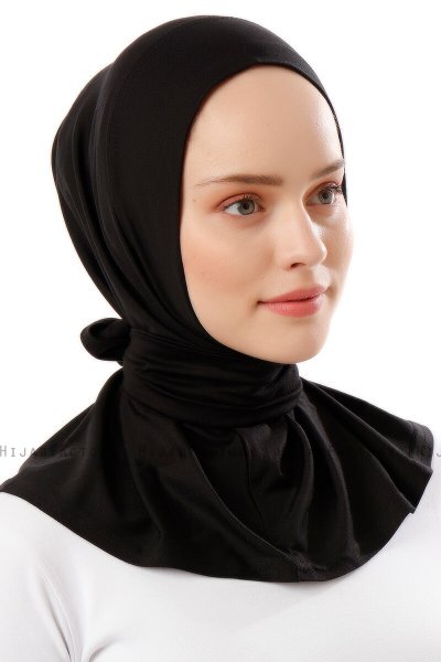 Sportif Plain - Black & Gold Practical Viskos Hijab