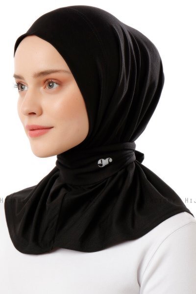 Sportif Plain - Black & Light Grey Practical Viskos Hijab