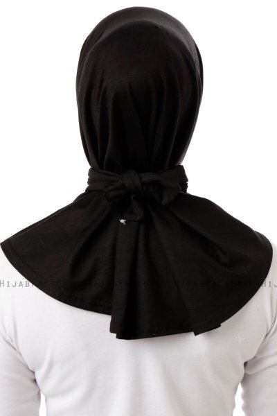 Sportif Plain - Black & Light Grey Practical Viskos Hijab