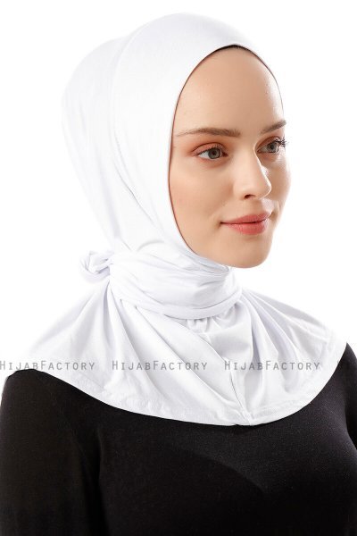 Sportif Plain - White Practical Viskos Hijab