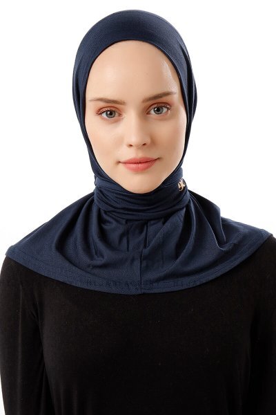 Sportif Plain - Navy Blue Practical Viskos Hijab