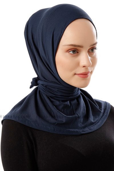 Sportif Plain - Navy Blue Practical Viskos Hijab