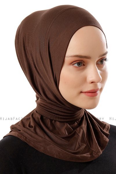 Sportif Plain - Brown Practical Viskos Hijab