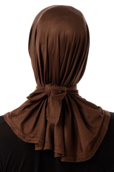 Sportif Plain - Brown Practical Viskos Hijab