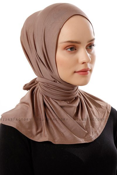 Sportif Plain - Dark Taupe Practical Viskos Hijab