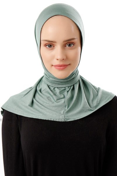 Sportif Plain - Green Practical Viskos Hijab