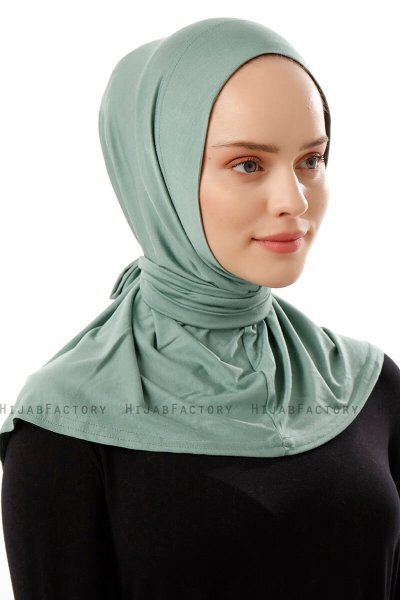 Sportif Plain - Green Practical Viskos Hijab