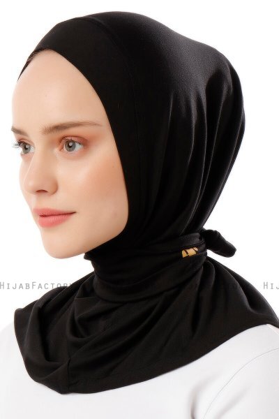 Sportif Cross - Black & Gold Practical Viskos Hijab