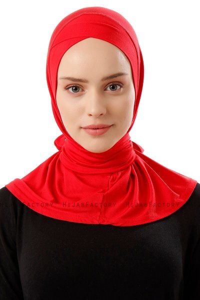 Sportif Cross - Red Practical Viskos Hijab