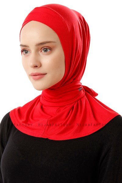 Sportif Cross - Red Practical Viskos Hijab