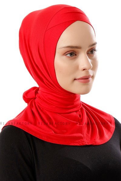 Sportif Cross - Red Practical Viskos Hijab