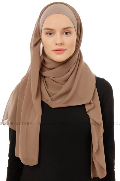 Alara Plain - Dark Taupe One Piece Chiffon Hijab
