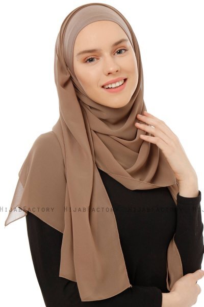 Alara Plain - Dark Taupe One Piece Chiffon Hijab