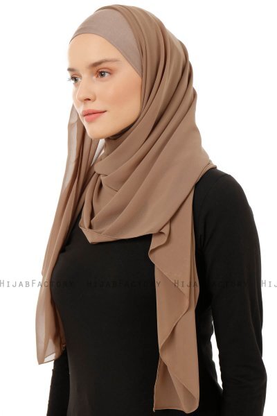 Alara Plain - Dark Taupe One Piece Chiffon Hijab