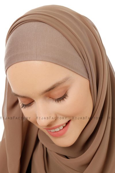 Alara Plain - Dark Taupe One Piece Chiffon Hijab