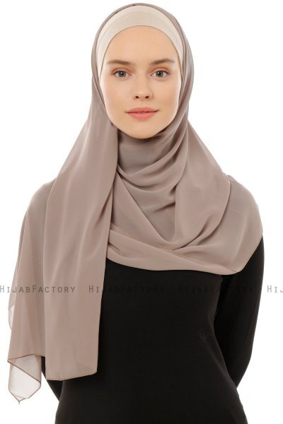 Alara Plain - Light Taupe One Piece Chiffon Hijab