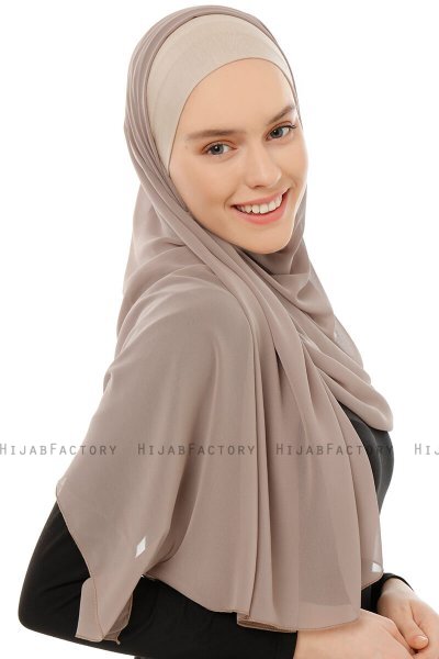 Alara Plain - Light Taupe One Piece Chiffon Hijab