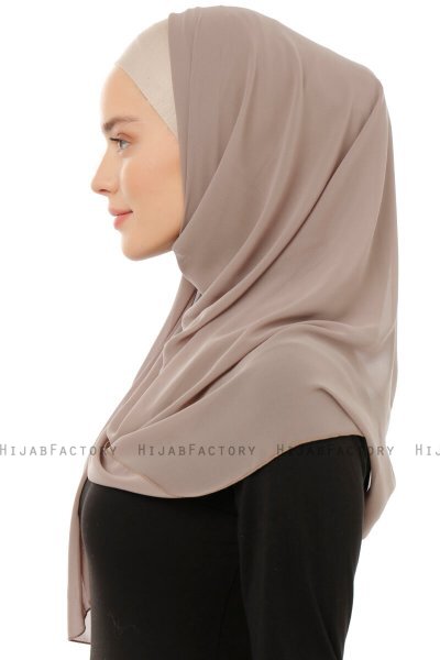 Alara Plain - Light Taupe One Piece Chiffon Hijab